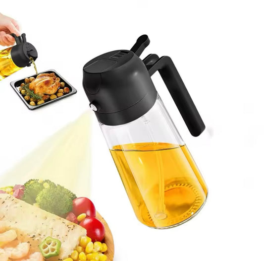 2 in1 Oil Spray Bottle Plastic Kitchen Barbecue Cooking Olive Oil Dispenser